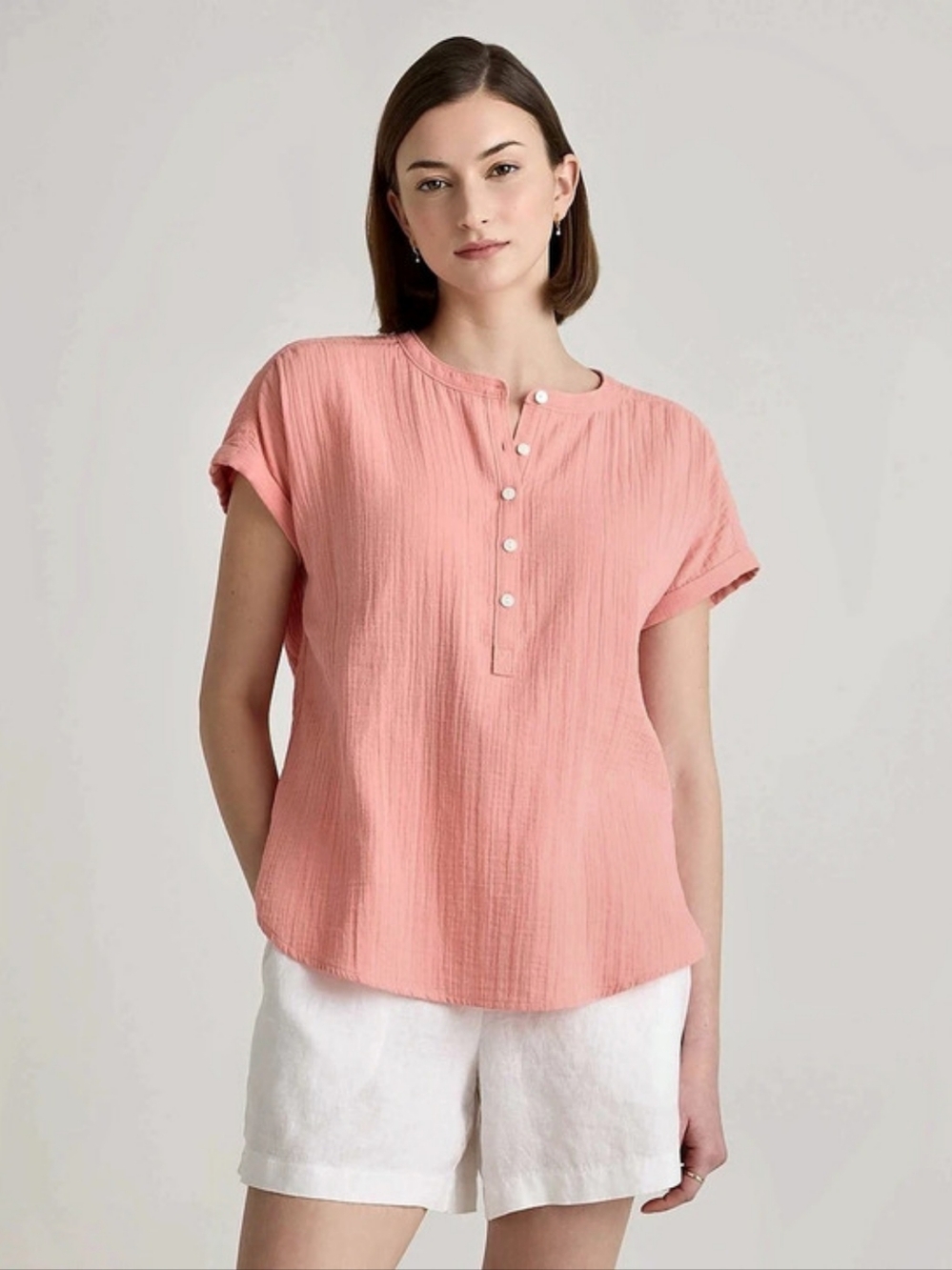 Quince Pink Short Sleeve Blouse Like New